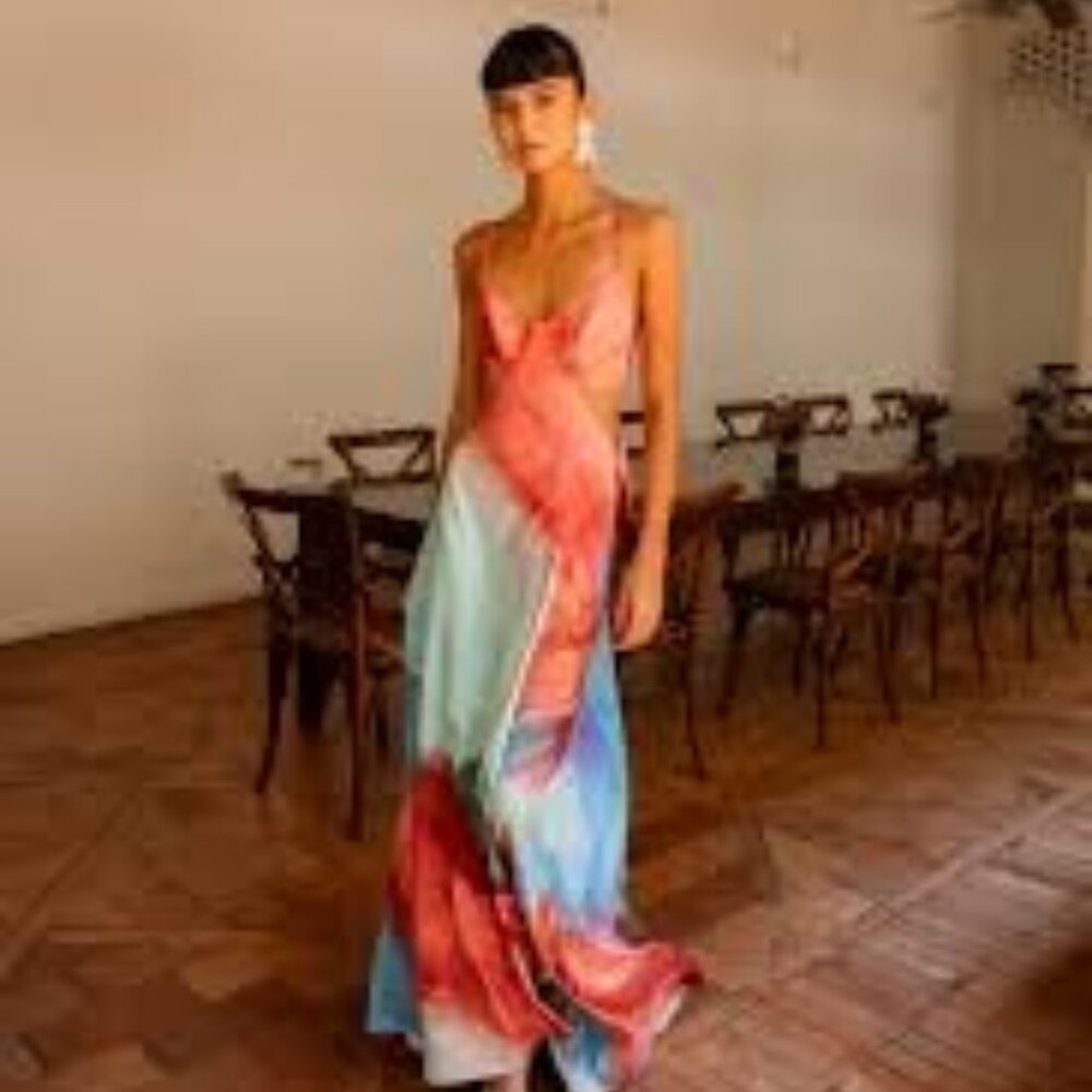 Vicky Tcherassi Ariel Dress – Blue & Wine, Size Small (NWT)